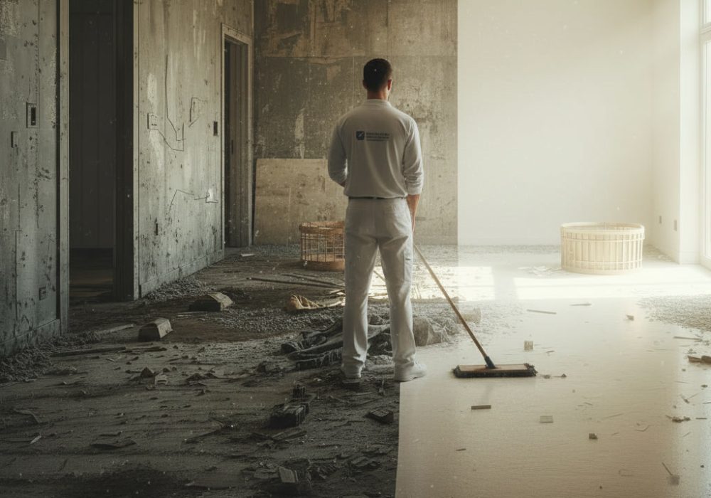 gemini-2.5-flash-image_single_male_cleaner_back_view_realistic_human_proportions_wearing_white_cleaning-0